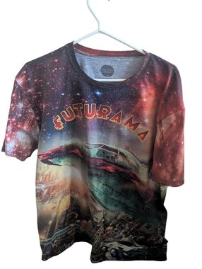 OnCue Apparel Futurama Planet Express All Over Print Shirt XXL Galaxy AOP